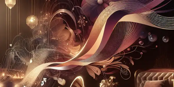 An elegant, dimly lit room with plush furnishings, a vintage record player, and hints of adult audio entertainment.<a href=