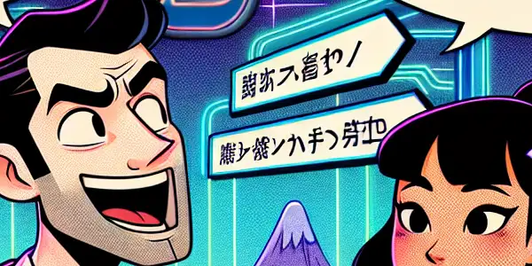 A lively cartoon scene featuring two characters playfully bantering in a humorous, adult-themed environment.